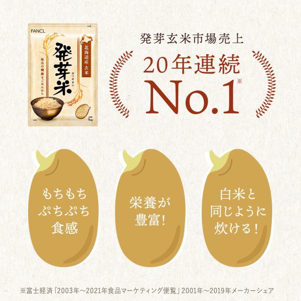 ファンケル (FANCL) 発芽米 4kg (1kg×4袋)×1箱 (健康/栄養) 発芽玄米 GABA 食物繊維 ミネラル ビタミン 米 - Image 6